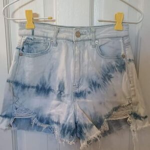 American Eagle tie dye denim shorts, size 00, VGUC